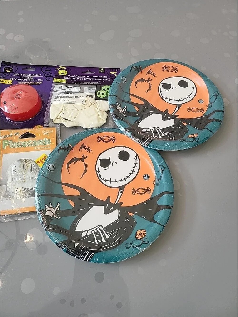 Vintage Party Set Lot Halloween Plates Nightmare Before Christmas & More NOS